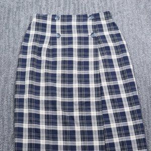 Vintage Tracy Evans Womens Skirt 9 Tan Plaid Full Length Classic Academia